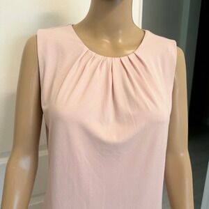 Calvin Klein Women Pink Pleated Neck Sleeveless Shell Top M
